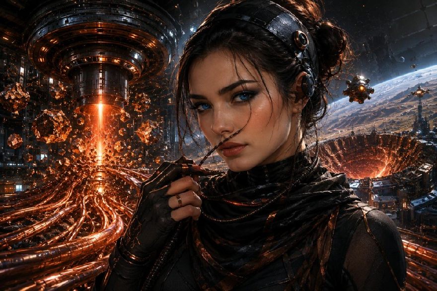 Futuristische Industrie im Orbit